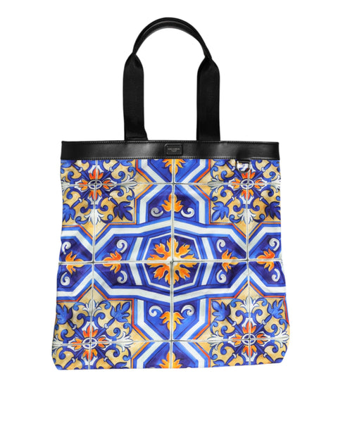 Dolce & Gabbana Multicolor Maiolica Print Tote Shoulder Bag – Women